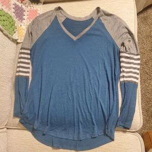 Torrid Blue and Gray V-Neck Top